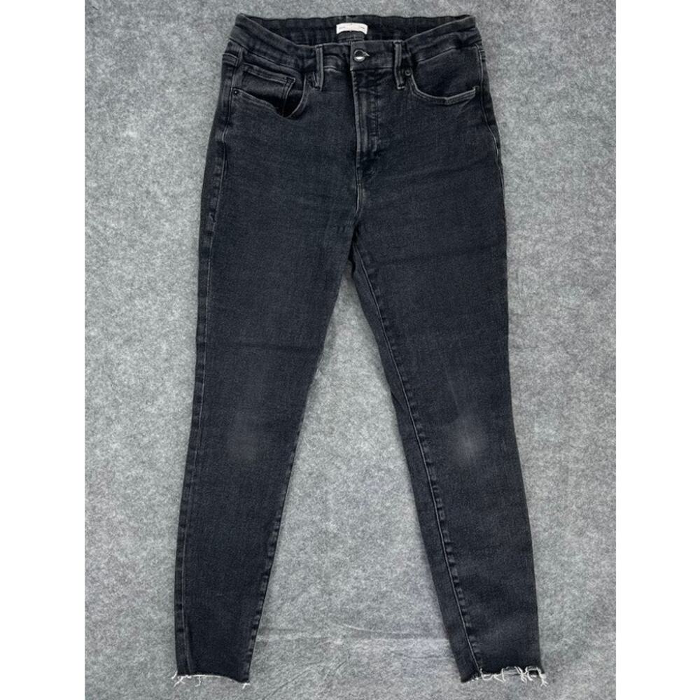 Good American Jeans Women's 10 30 Black Raw Hem